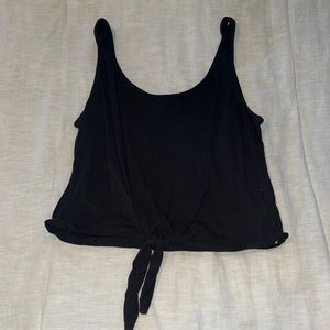 Scoop neck crop top with tie waist